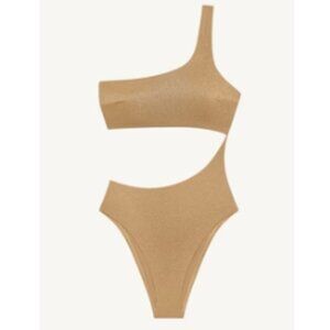 NWT Vitamin A "Aden" Cut Out One Piece - Golden Glow Metallic, size M